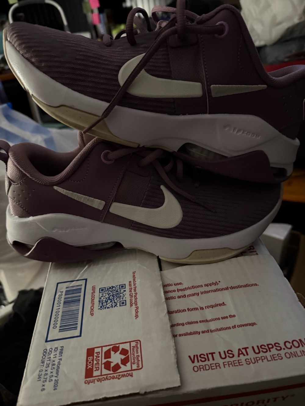 Nike Purple Athletic Sneakers with White Swoosh AirZoom